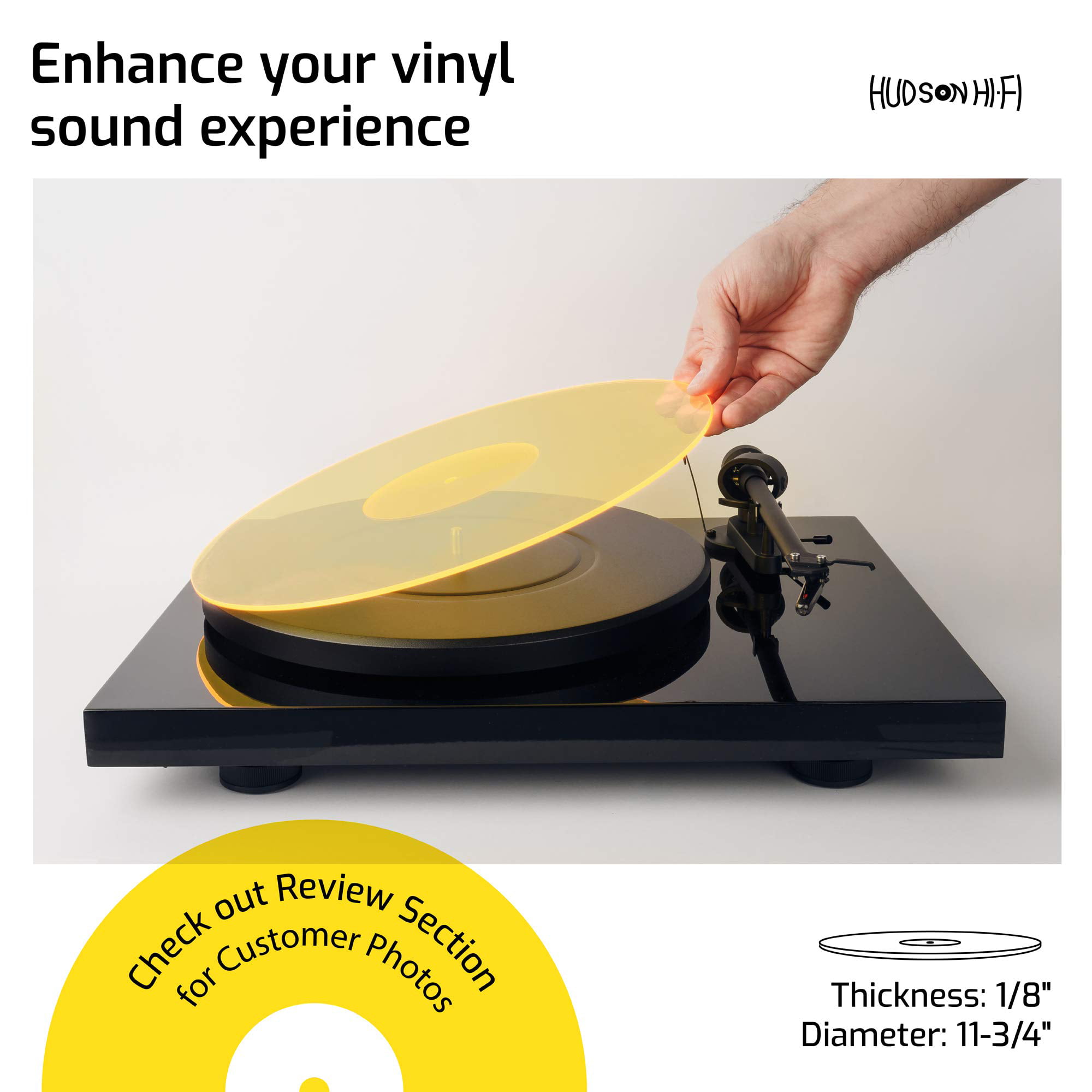 Acrylic Turntable Mat - 11.75 Transparent Vinyl Record Acrylic Mat -  Precision Machined Acrylic Turntable Platter Mat w/Record Label Recess -  See-Through Record Mat for 12 Turntable Platters 