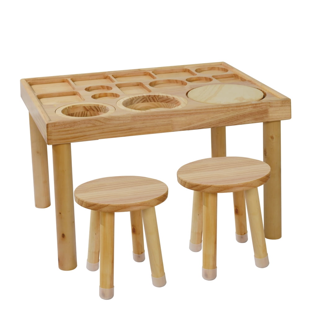 Sensory Table for Toddlers 1-3 with 2 Chairs, Wooden Activity Table Set with Double-Sided Sand and Water Play Boards for Kids Indoor Outdoor Use