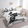 thumbnail image 3 of jejeloiu Gray White 7-Piece Bedding Comforter Set,Racing Motor Biker King Bedding Sets For Men Women Reversible, 3 of 8
