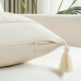 thumbnail image 2 of Fancy Homi Set of 2 Boho Pink Decorative Throw Pillow Cover 20x20 inch for Couch Bed Sofa, Aesthetic Modern Organic Farmhouse Home Decor, Soft Cotton Accent Macrame Woven Cushion Case with Tassels, 2 of 7