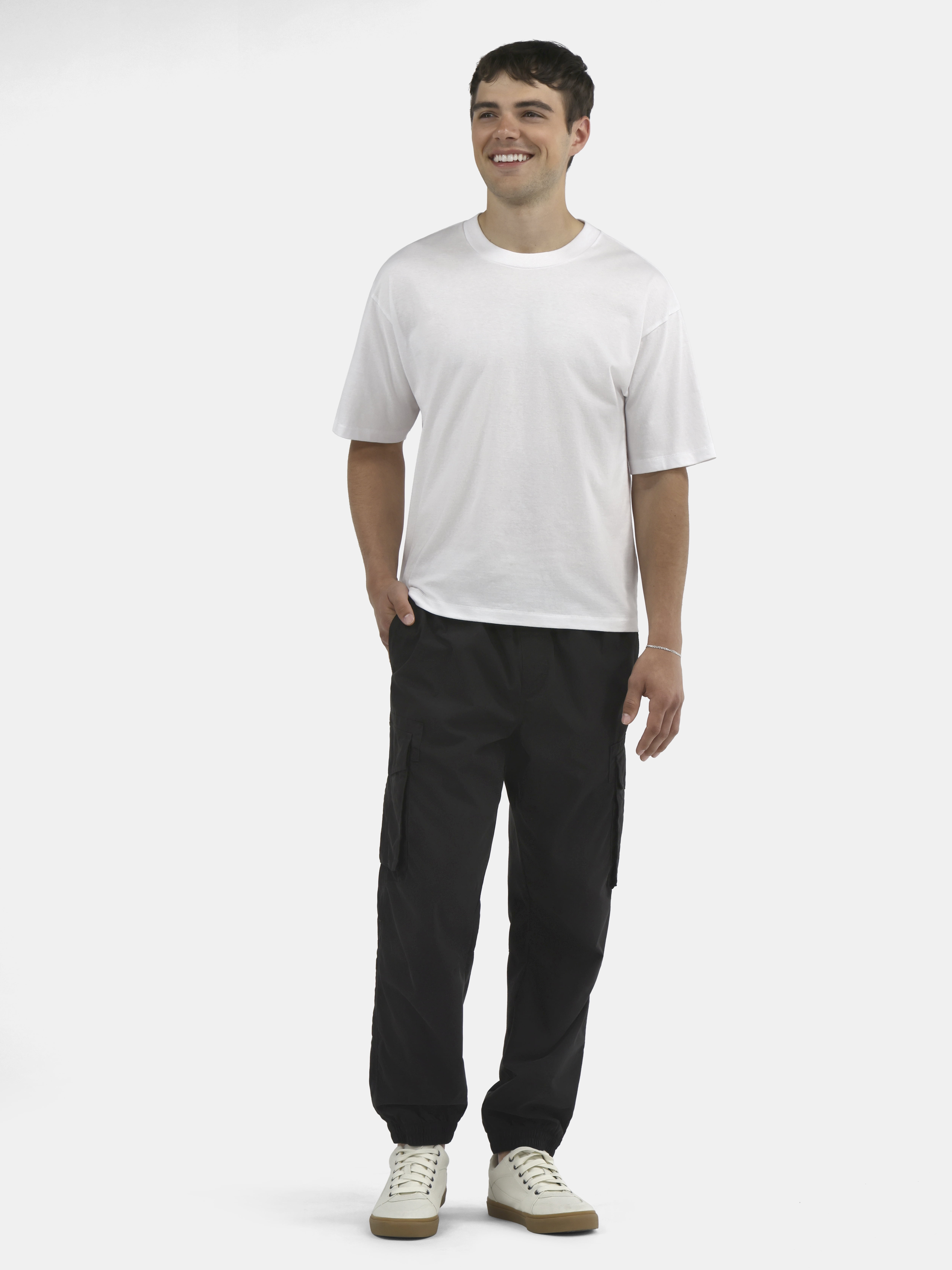 No Boundaries Cotton Oversized Cropped Tee with Short Sleeves, Men's and Big Men's XS-5XL