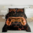 thumbnail image 2 of jejeloiu Teen Video Game Queen Comforter Set,Orange Gamepad Bedding Sets,3D Geometric Art Bedding Comforter Set For Boys,Ultra Soft Home Decor Reversible,3pcs, 2 of 8