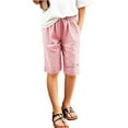 thumbnail image 4 of Toddler Kids Girls Casual Bermuda Shorts Drawstring Elastic Waistband Beach Shorts 3-13 Years, 4 of 4