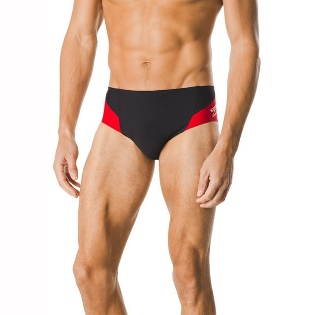 Speedo Spark Splice Brief, Black/Red, 30