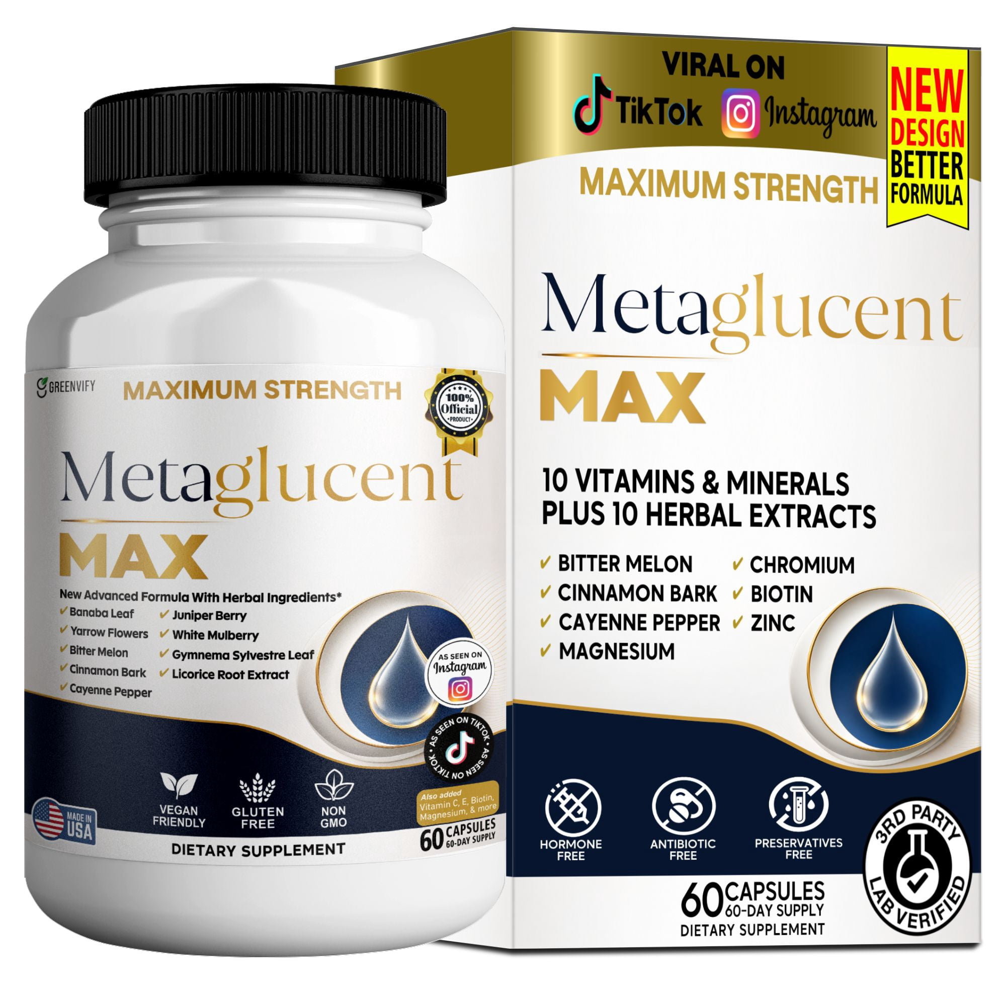 GreenVify MetaGlucent Max Dietary Supplement Capsules
