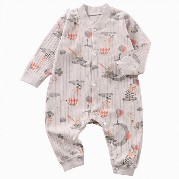 9-12 Months Newborn Bodysuit Baby Long Sleeved Newborn Toddler Clothes Boys And Girls Baby Romper Pajamas Crawling Clothes Light Gray Newborn Gift