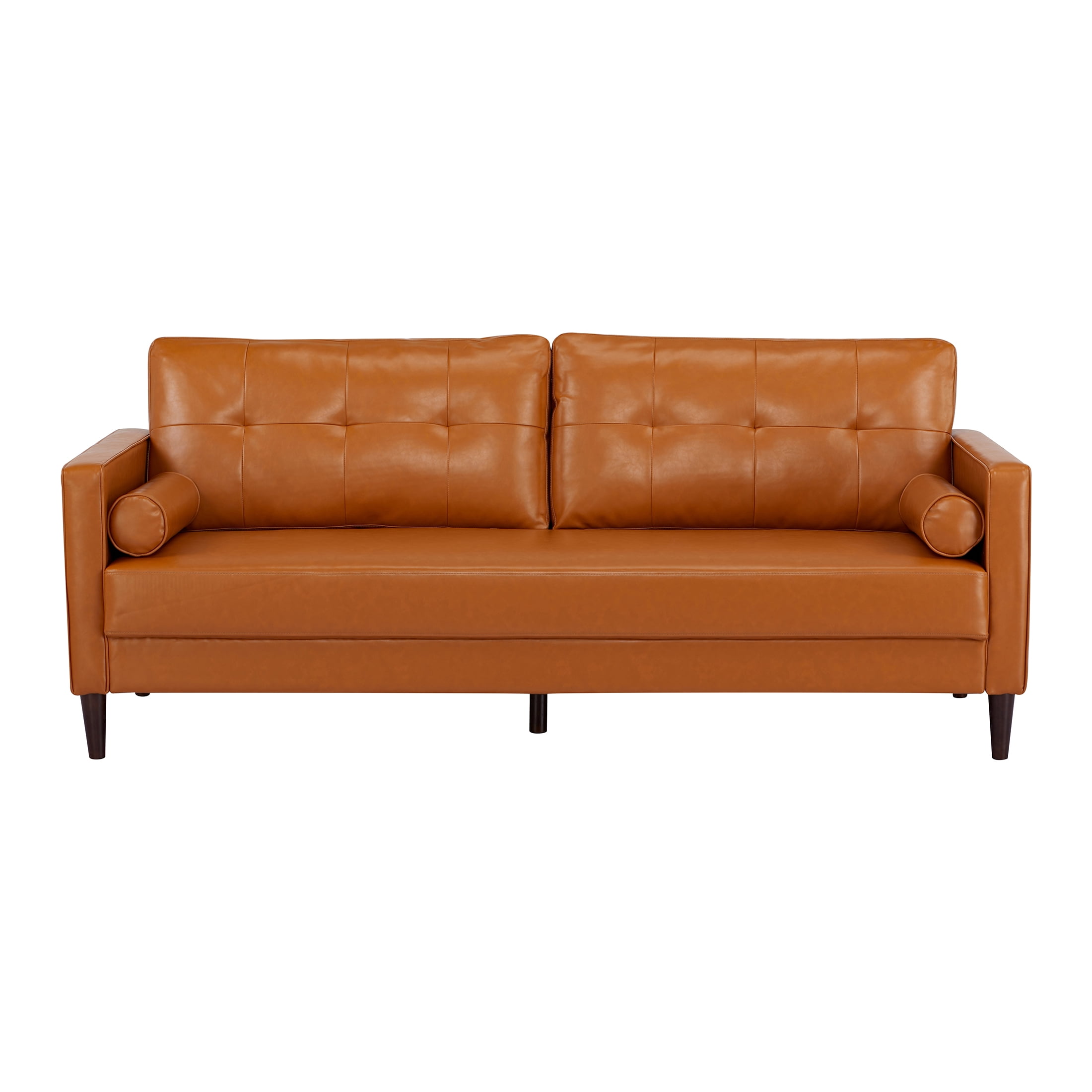 A&D Home Anza 3-Seater Tufted Faux Leather Sofa, Camel