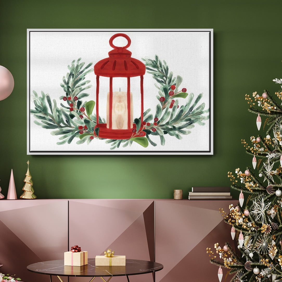 Woodland Holiday Collection A - Framed Gallery Wrapped Holiday Canvas - 37 x 25 - White Frame