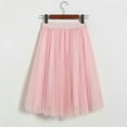 thumbnail image 2 of Gibobby faldas largas de mujer elegantes Falda plisada de línea A para mujer, falda tutú de largo medio, falda de burbuja de cintura alta de gasa Vintage de malla con volantes(Rosa， Talla única), 2 of 5