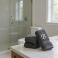 thumbnail image 3 of Embroidered Terry Cotton Hand Towel for Bathroom and Kitchen - Terry Cotton Hand Towel - 16 x 27 inches - 3-Pack - Charcoal Color Towel - Silver Script Initial B, 3 of 4