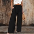 thumbnail image 2 of Womens Pants summer Wide Leg Cotton Linen pants Casual Loose Lightweight palazzo Pant vacation Travel Outfits, 2 of 5