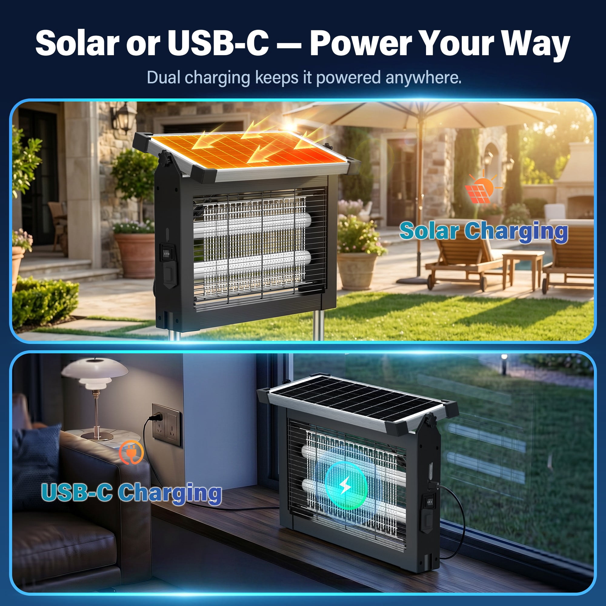 AENKYO Outdoor Solar Bug Zapper, 4500V 10W Solar Powered Mosquito Killer, up to 1 Acre