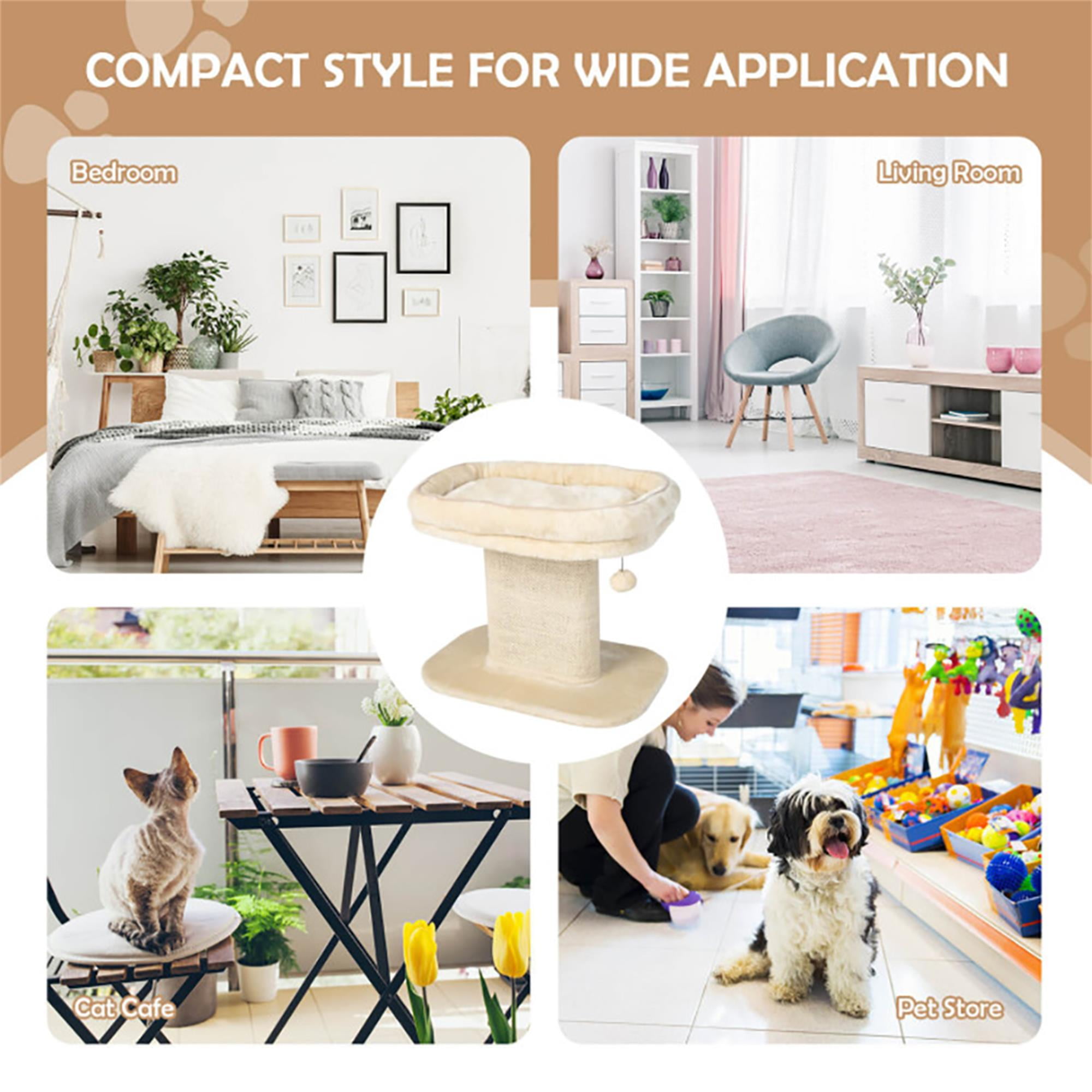 Kadyn 23" Cat Tree Tower with Cat Scratching Post, Large Plush Perch, Cat Shelter Scratcher Apartment for Kittens, Beige