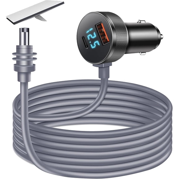 Oiduwi Starlink Mini DC Power Cable with Cigarette Lighter Adapter 12V-24V and Digital Display, 3-in-1 Mini Car Adapter for RV/Truck/Boat/Car Travel, 18AWG (10FT)