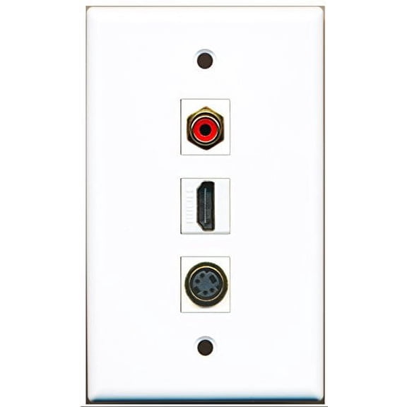 RiteAV - 1 Port HDMI and 1 Port RCA Red and 1 Port S-Video Wall Plate