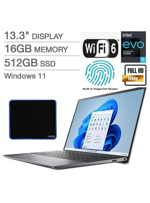 Dell - Inspiron Intel Evo Laptop Computer/ 13.3" FHD+ 1920 x 1200 Display / 11th Gen Intel Core i5-1132H/ 16GB DDR4/ 512GB SSD/ Webcam/ WiFi 6/ Bluetooth 5.1 / Win 11 with UltraTech Mouse Pad Bundled