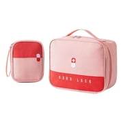 2pcs Portable First Aid Kit Bags, Large & Small Set Waterproof Multi-Purpose Travel Home Emergency Medical Storage, Versatile Outdoor Survival Gear & Medication Organizer, Red