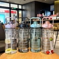 thumbnail image 3 of 2000 ml vattenflaska, sommar fitness halmkopp med skala, utomhus bärbar plastkopp Blå, 3 of 5
