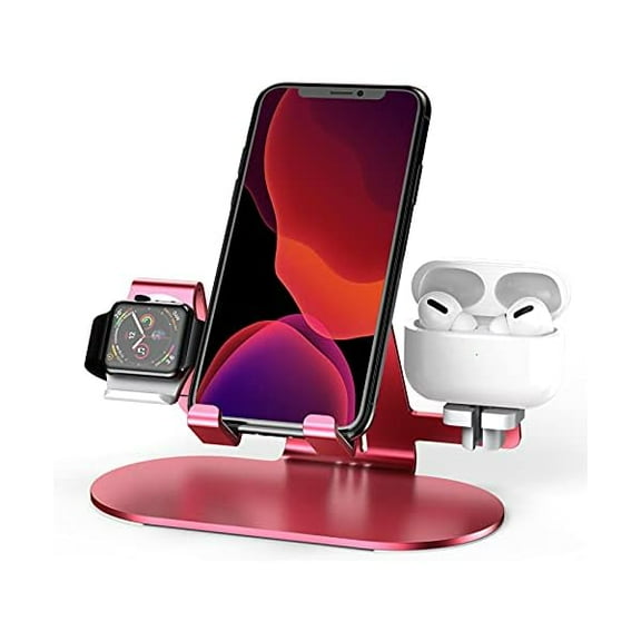 FU19993 in 1 Phone Stand for Desk Aluminum Apple Watch Charger Stand Phone Holder for iPhone 14 13 12 11 All Series, iWatch Series 8/SE2/7/6/SE/5/4/3/2, AirPods, iPad