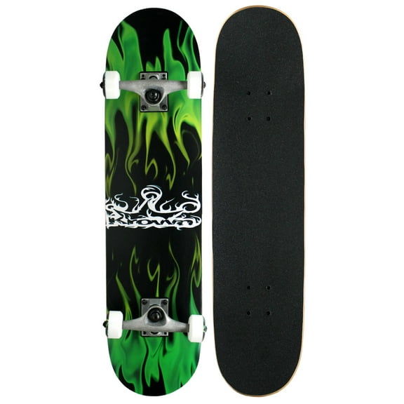 Krown Skateboard Rookie Green Flame Complete