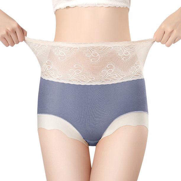 Gibobby Calzoncillos de encaje para mujer Calzoncillos de algodón triangulares transpirables con realce de cadera sin costuras de encaje Sexy de cintura alta para mujer(B,M)