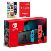 Nintendo Switch Console with Neon Blue and Red Joy-Con - 6.2" Touchscreen LCD Display - Blue and Red - Super Mario 3D All-Stars & online family memberships 12 months