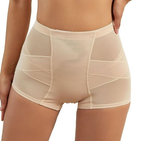 

XIAOFFENN Women Hip Panties Boy Shorts Padded Body Shaper Butt Lifter Shapewear Underwear Pads Tummy Control Seamless Beige Medium