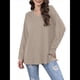 thumbnail image 3 of Blusas de Mujer de Larga con Cuello en V, Túnicas Casuales, Camisas Básicas, Blusas Holgadas Albaricoque L, 3 of 7