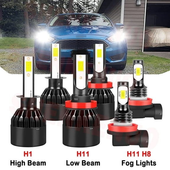 H1 H11 High&Low Beam for Ford Focus 2012 2013 2014 2015 2016 2017 2018 LED Headlights H11 Fog Lights 6pcs