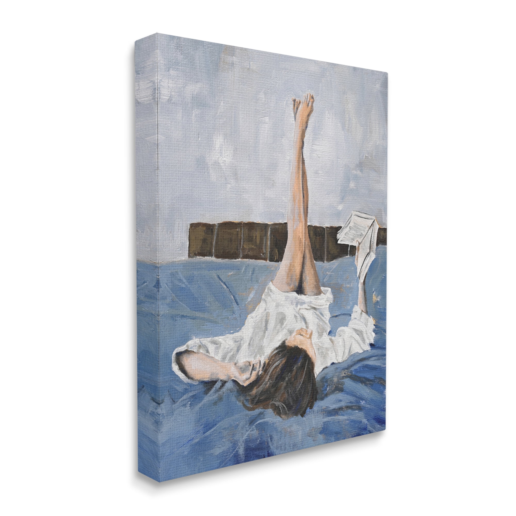 Stupell Industries Woman Reading Book Literature & Flim Painting Gallery Wrapped Canvas Art Print Wall Art, 16 x 20