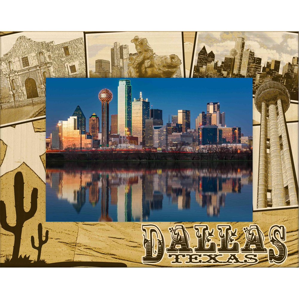 Dallas Texas Laser Engraved Wood Picture Frame (5 x 7)
