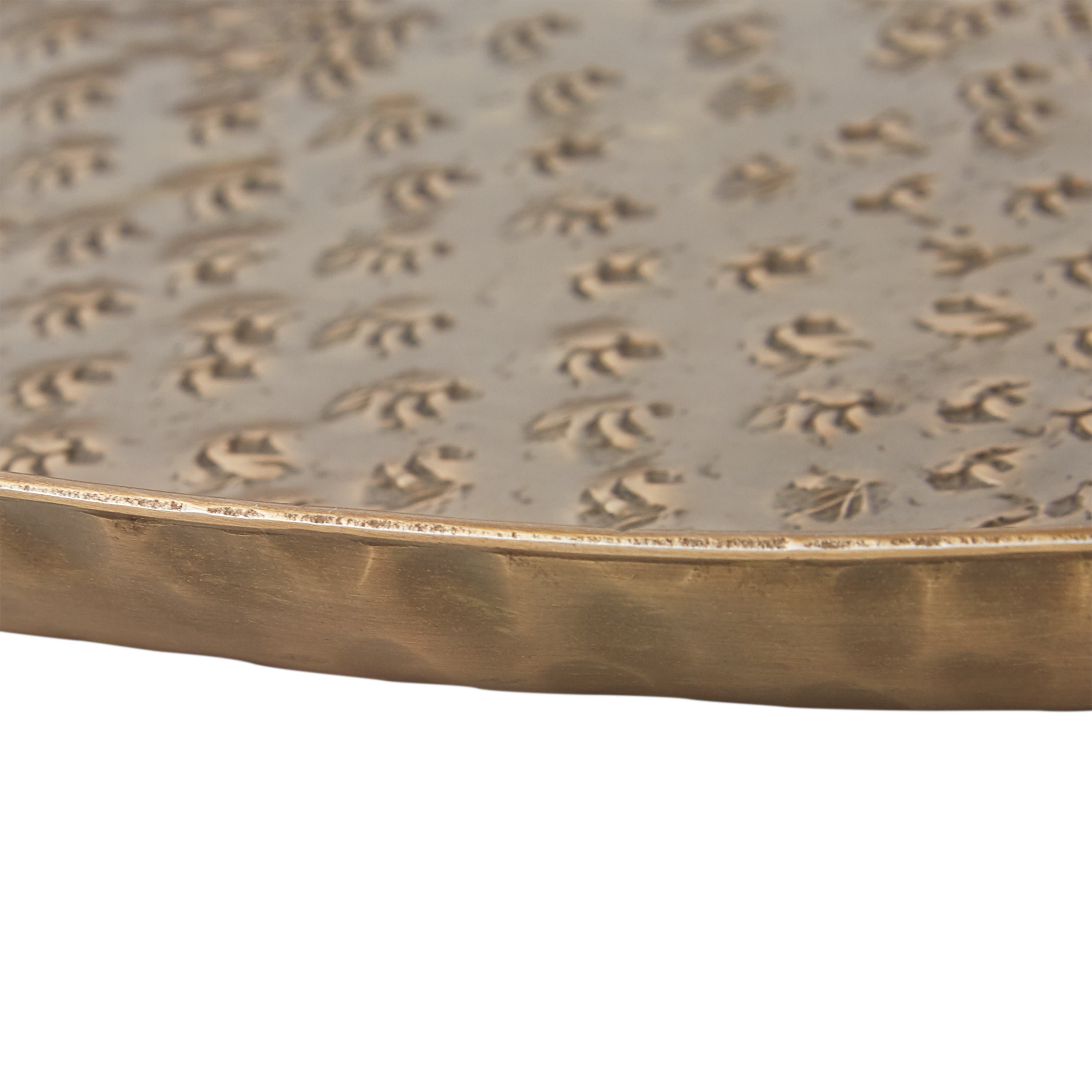 Better Homes & Gardens 16" Round Antique Brass Hammered Metal Tray by Dave & Jenny Marrs