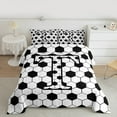 thumbnail image 2 of Homewish Honeycomb Monogrammed T Bedding Comforter Set for Kid, Cartoon Stripes Twin Comforter Sets, Chic Modern Abstract Reversible Bedding Set, Lightweight Room Decor, 2 Pieces, 2 of 8