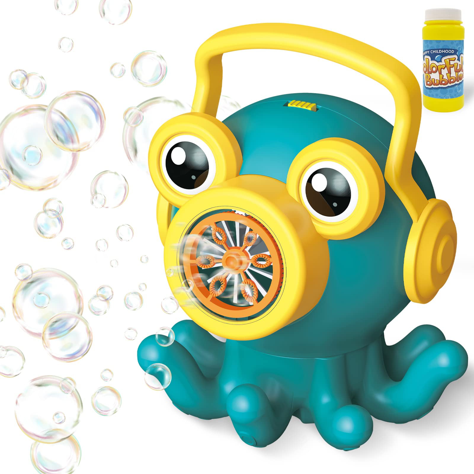 Forite Bubble Machine Automatic Bubble Blower for Kids with 2 Bubble Solution 2 Modes Octopus Bubble Maker Outdoor Water Toys for Boys Girls Toddlers 1-3 Backyard Wedding Birthday Party 