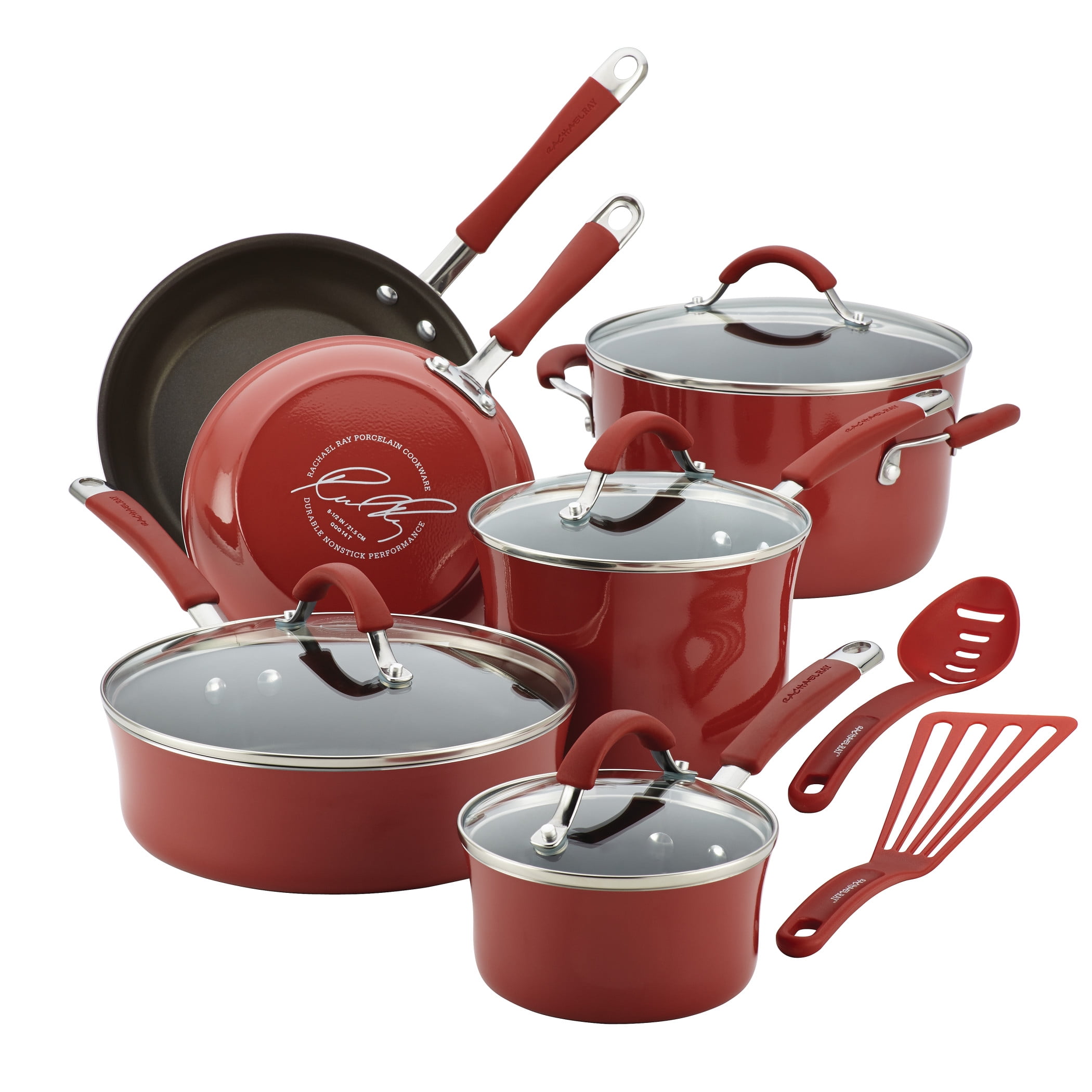 12-Piece Ultimate Hard Anodized Nonstick Cookware Set Red High Performance Tough 