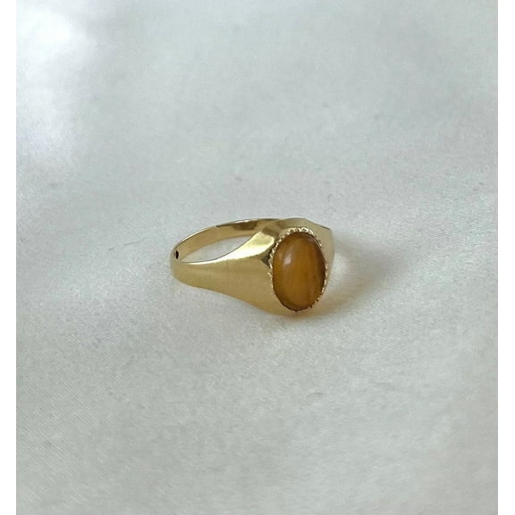 Tiger Eye Ring, Tigers Eye Signet Ring, Gold Filled Ring, Gold Statement Ring, Gemstone Ring, Adjustable Ring, Gift for Her& Him