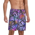 thumbnail image 2 of Pofeuu Watercolor Butterflies Print Men's Soft Woven Elastic Waistband Sleep Pajama Short-Large, 2 of 6