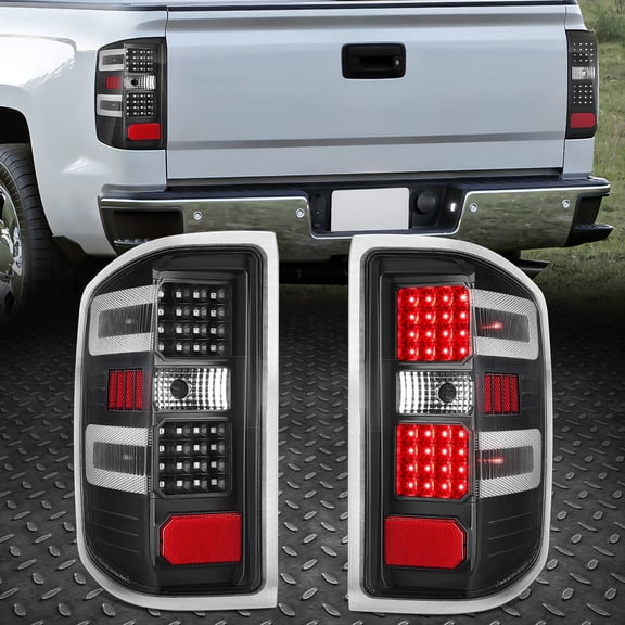 Nuvision Full LED Tail Light Rear Brake Lamp Black for 14-19 Chevy Silverado GMC Sierra