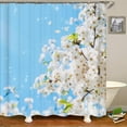thumbnail image 4 of Pink Cherry Blossom Shower Curtain, Japanese Sakura Floral Shower Curtain Set, Plant Flower Cherry Shower Curtains for Bathroom, Waterproof Fabric with 12 Hooks, 72 x 72 Inches, 4 of 6