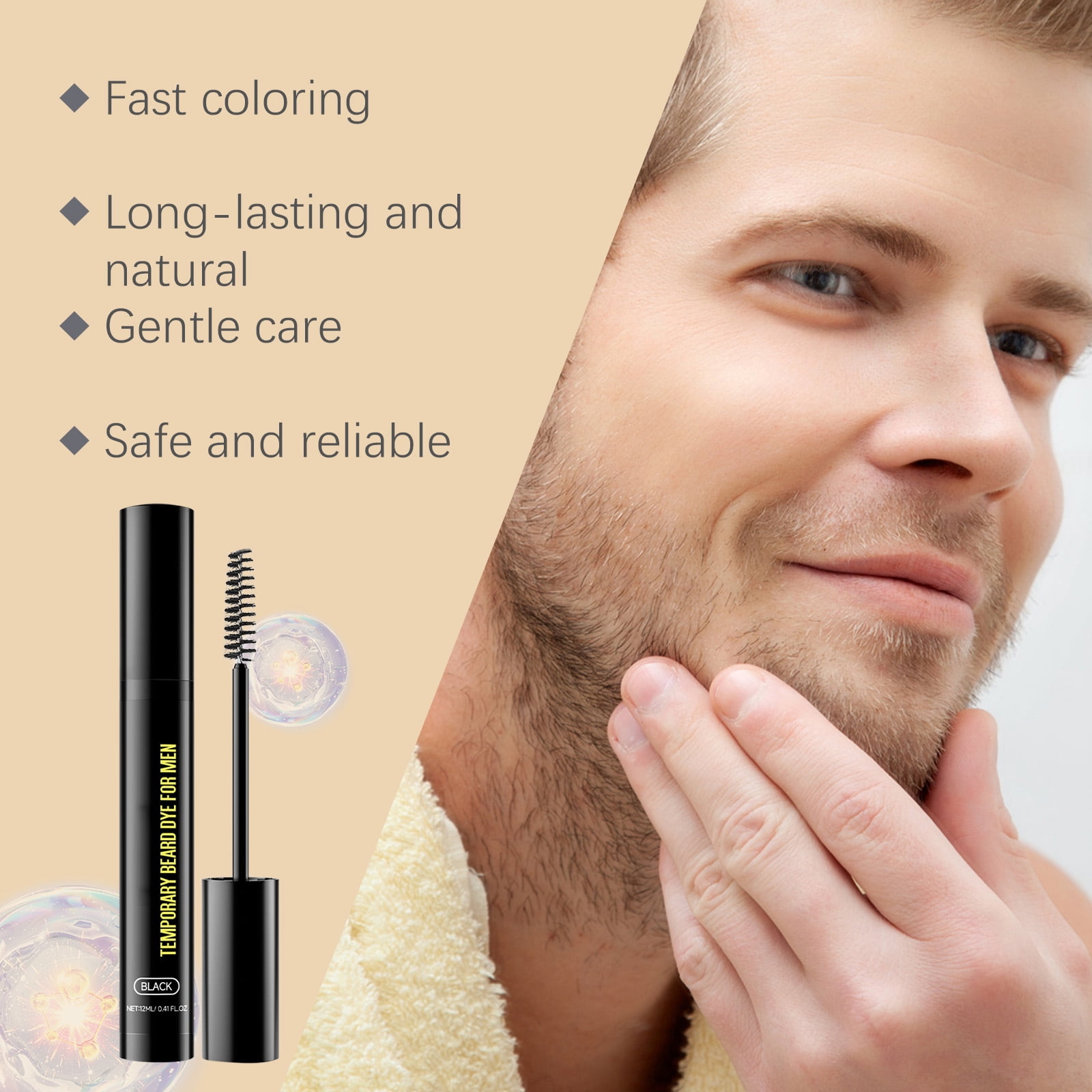 Alvantor Beard Dye Temporary Color For Beard And Eyebrows Black 0.41 Fl Oz