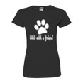 thumbnail image 1 of Womens Walk With A Friend Dog Lovers Pet Lovers Deluxe Soft T-Shirt, 1 of 1