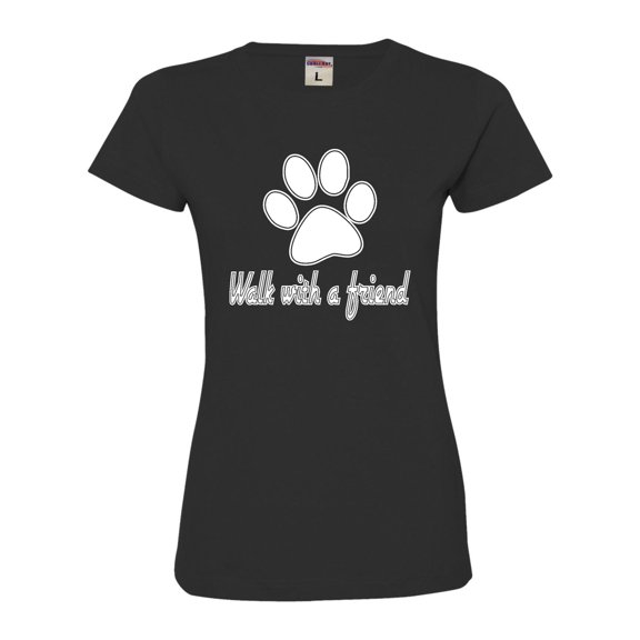 Womens Walk With A Friend Dog Lovers Pet Lovers Deluxe Soft T-Shirt