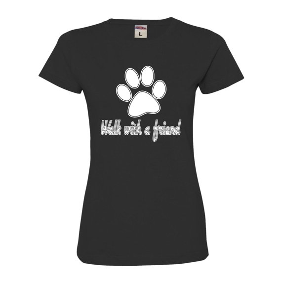 Womens Walk With A Friend Dog Lovers Pet Lovers Deluxe Soft T-Shirt