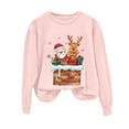 thumbnail image 6 of larppty Christmas Sweatshirts for Women Santa Claus Reindeer Gifts Graphic Crewneck Pullover Xmas Holiday Top for Party （Pink, XXL）, 6 of 6