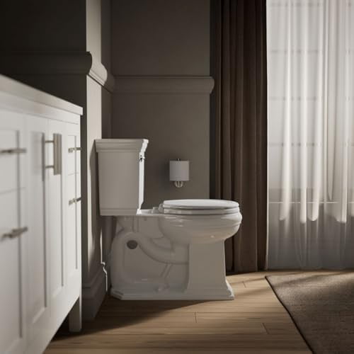 Stonewood Quiet-Close, Round Toilet Seat Soft Close, Durable Wood, Easy Installation, Universal Fit, Home Essentials, White Finish, K-20467-0 (Pack of 4)