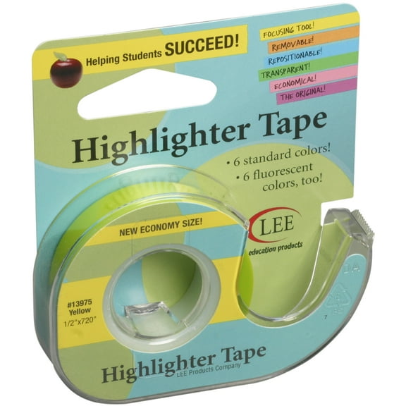 Lee Products Removeable Highlighter Tape .5"X720"-Yellow