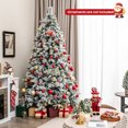 thumbnail image 4 of Costway 7 FT Pre-Lit Flocked Christmas Tree Hinged Xmas Decoration with 300 LED Lights, 4 of 10