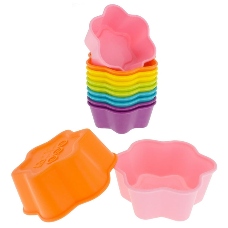 Freshware Silicone Baking Cups [12-Pack] Reusable Cupcake Liners Non-Stick  Muffin Cups Cake Molds Cupcake Holder in 6 Rainbow Colors, Flower