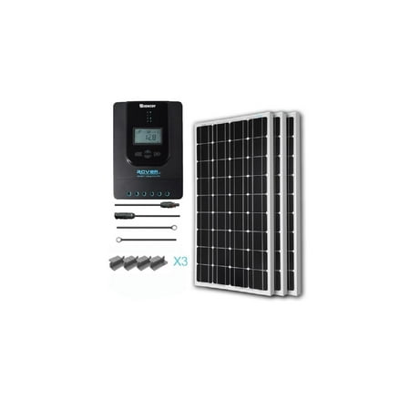 Renogy 300W 12V Solar Panel Monocrystalline Off Grid Starter Kit with 40A Rover MPPT Charger