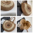 thumbnail image 5 of GEEK - Nuevo bolso de playa redondo de paja para mujer, bolso de hombro tejido grande vintage, bolso de rafia circular de ratán, bolso bohemio para vacaciones de verano, 5 of 5